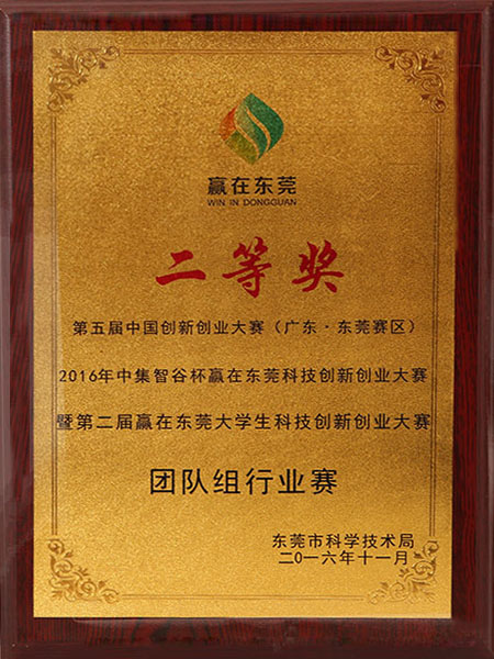 第五屆中國創(chuàng)新創(chuàng)業(yè)大賽東莞二等獎(jiǎng)